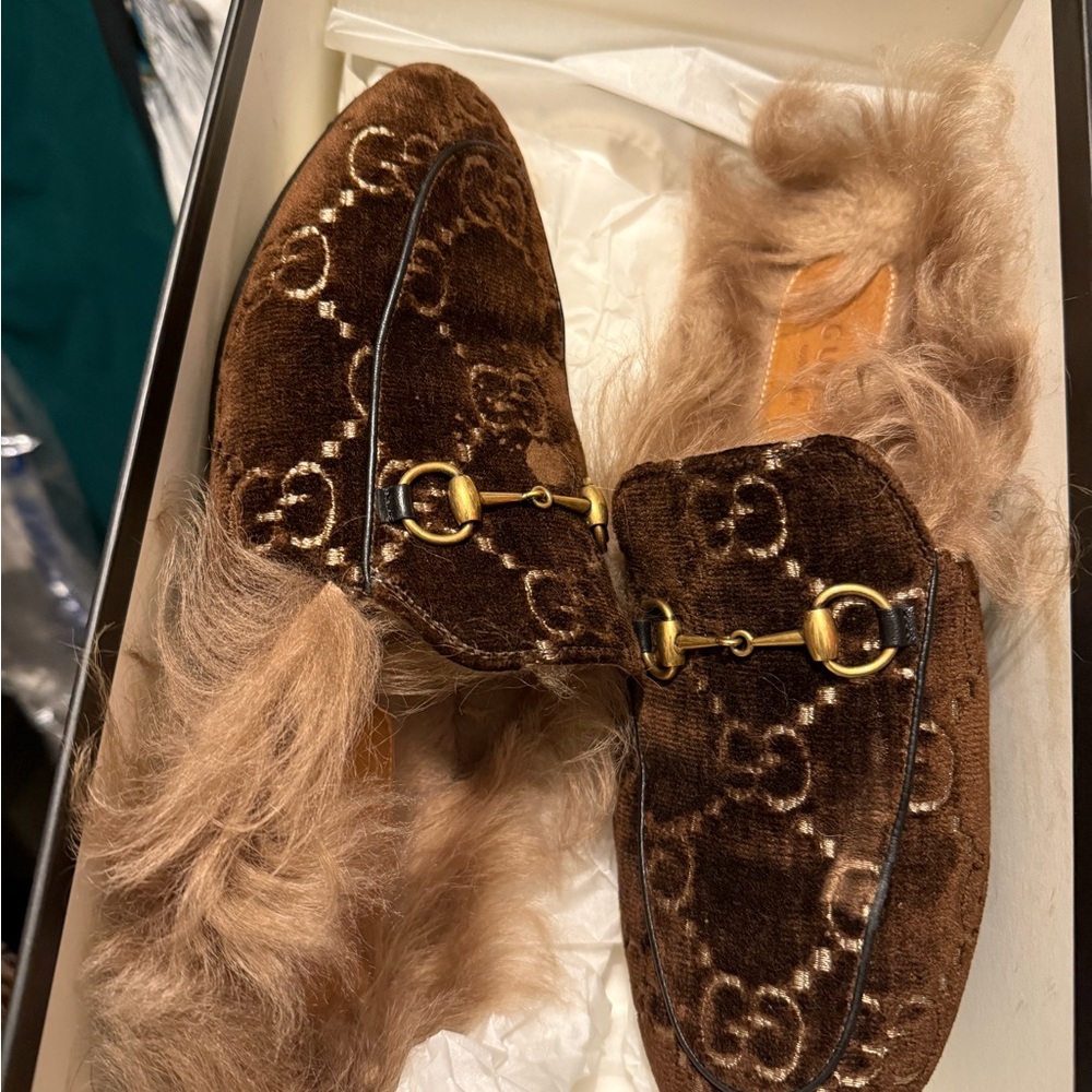 Gucci Brown Fur Lined Loafers